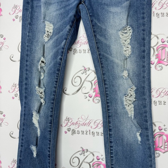 Bebe jeans heartbreaker skinny stretchy rhinestone bling on back pockets blue - Picture 6 of 13